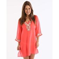 Beachwear Embroidered Kaftan - Neon Orange