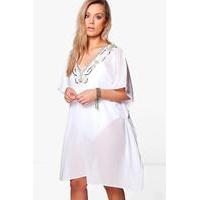 Belle Boutique Embellished Kaftan - white