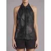 Bellanca Black Leather Halter Neck Shirt