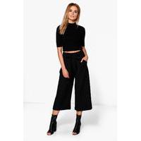 Belted Tailored Culotte - black