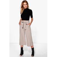 Belted Tailored Culotte - mocha