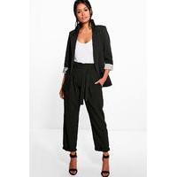 Belted Paperwaist Tailored Trouser - black