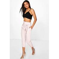 Belted Tailored Trousers - blush