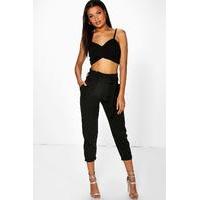 belted tailored trousers black