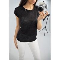 bettina glitter studded sleeve jersey tee