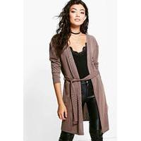 Belted Edge To Edge Cardigan - mocha