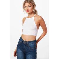 bethany high neck crop top white