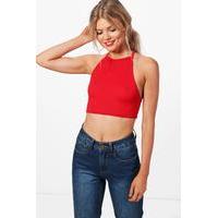 Bethany High Neck Crop Top - red