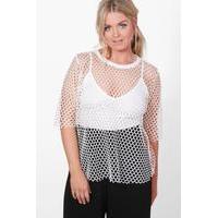 Bethany Fishnet Oversize Tee - ivory