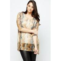 Beige Printed Long Tunic Top