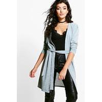 belted edge to edge cardigan grey marl