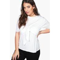 Beth Jersey Bow Tie Detail Boxy Tee - white