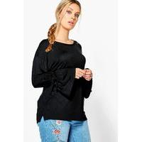 Bella Cuff Detail Basic Tee - black