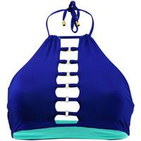 Beach Bunny Mint Green and Navy Blue Reversible Bra Swimsuit women\'s Mix & match swimwear in blue
