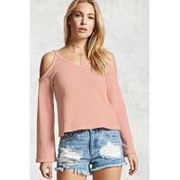 Bell-Sleeve Open-Shoulder Top