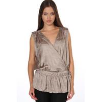 Beaded Shoulders Wrap Satin Top