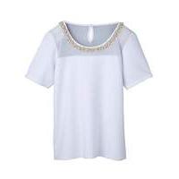 Bead & Mesh Trim Jersey Top