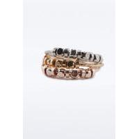 Beaded Mixed Metal Ring 3-Pack, ASSORTED