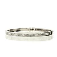 Bella Mia Kris Silver Solid Bangle with Crystal Detailing