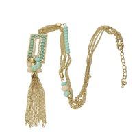 bella mia fern turqouise long pendant necklace with crystal stone deta ...
