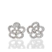 Bella Mia Open Work Flower Stud Earrings in Silver Plating