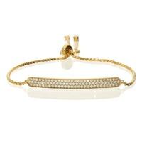 Bella Mia Yellow Gold Sterling Silver CZ Bar Drawstring Bracelet