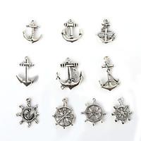 Beadia Metal Rudder Anchor Charm Pendants Antique Silver Plated DIY Jewelry Accessories