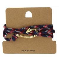 Bella Mia Mens Navy and Red Gold Hook Wrap Bracelet