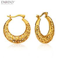 Beautiful Women Hoop Earrings Luxury 18K Gold Plated India Jewelry Hollow Out Earrings Girl Party Gift E10102