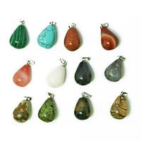 Beadia 24pcs Mixed Color Natural Gemstone Charm Pendant Beads 13x18mm Tear Drop Shape Stone Fit Pendant Necklaces