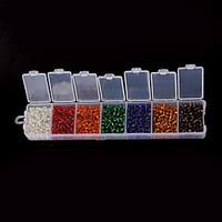 Beadia 1Box/82g Glass Seed Beads 3mm 4mm Round Mixed Colors With Silver Inner (3mm aprx.1900pcs 4mm aprx.700pcs)