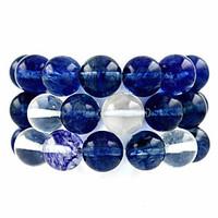 Beadia 39Cm/Str (Approx 39Pcs) Natural Watermelon Blue Quartz 10mm Round Blue Stone Loose Beads DIY Accessories