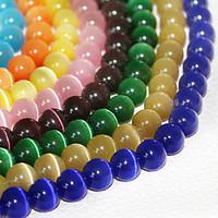 Beadia 120Pcs Fashion 6mm Round Glass Cat Eye Beads 9 Colors To Choose(Random Color)