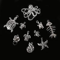 Beadia Antique Silver Metal Charm Pendants Starfish Conch Tortoise Octopus Manta Ray DIY Jewelry Pendant