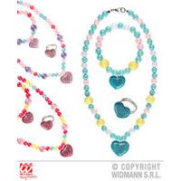 Beaded Heart Necklace Bracelet & Ring Set