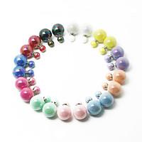 Beadia 1Pc Fashion Stud Earrings 16mm Round AB Colors Plastic Double Side Stud Earring (11 Colors)