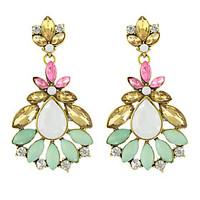 Beautiful Colorful Rhinestone Flower Big Earrings for Women