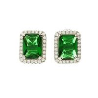 Bella Mia Sterling Silver CZ Emerald Stud Earrings