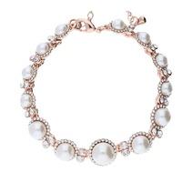 Bella Mia Rose Gold Crystal and Pearl Tennis Bracelet with Lobster Clasp