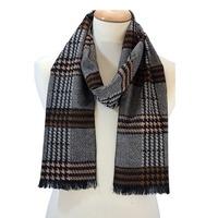 bella mia reversible multicoloured houndstooth print frayed mens scarf ...