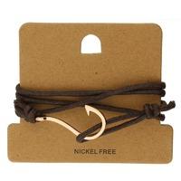 bella mia mens deep brown cord wrap rose gold hook bracelet