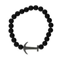 Bella Mia Mens Black Matt Finish Beaded Anchor Bracelet