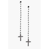 beaded cross drop earrings silver