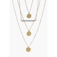bead triple coin layered necklace gold
