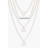 Bead & Triangle Layered Necklace - gold