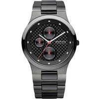 Bering Mens Black Ceramic Stainless Steel Carbon Dial Date Bracelet Watch 32339-782