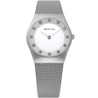 bering ladies classic silver stone dial mesh bracelet watch 11927 000