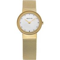 Bering Ladies Classic Gold Plated Stone Dial Mesh Bracelet Watch 10126-334