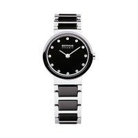 bering ladies black ceramic and stainless steel watch