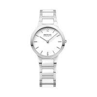 Bering Ladies Stainless Steel And White Ceramic 29mm Watch